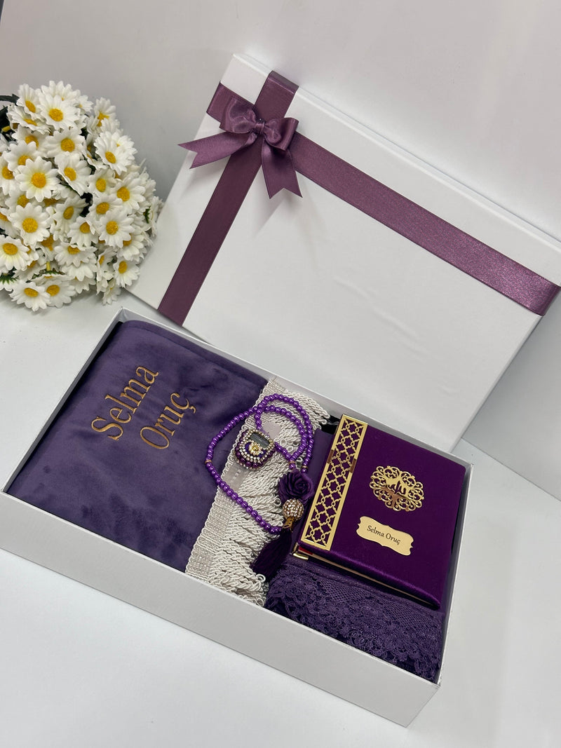 İsmi Özel Seccade Takımı Bayan Seti Hediyelik