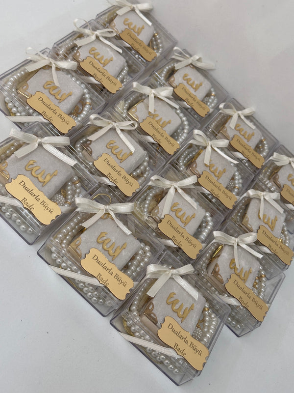 Mini Kuran ve İnci Tesbih Takımı İsme Özel